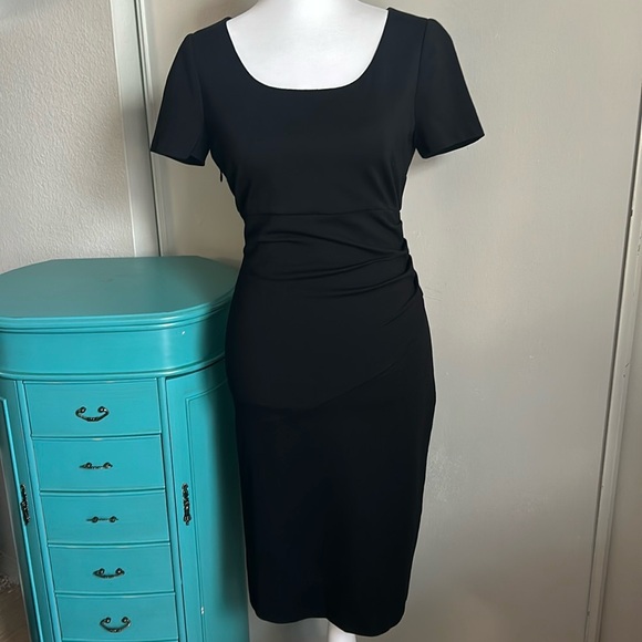 Diane Von Furstenberg Timeless Little Black Side Ruched Cocktail Evening Dress - Picture 2 of 12